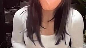 Ladyboy streams while masturbating cutely