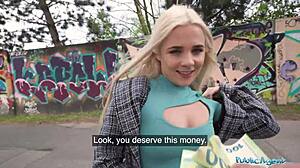 Public Agent Seduces Blue-Eyed British Blonde with Big Czech Cock Outdoors