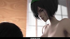 Big-Titted Brunette Gets Doggystyle Creampie in Office