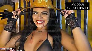 Kriss hotwife explores sexy halloween fantasies with big ass and tits