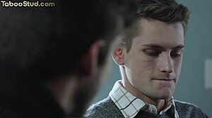 hairy stud gets barebacked in kinky foot fetish 3some with twinks.