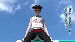 Anime girl tempts guy in park, leads to blowjob and creampie.