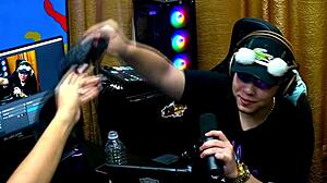 Emy tattooed brazilian flaunts big tits and ass in sheer outfit during dirty talk podcast.