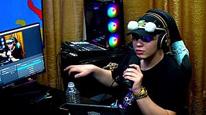 Emy tattooed brazilian flaunts big tits and ass in sheer outfit during dirty talk podcast.