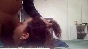 She passionately sucks on that huge cock with deep emotion