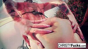 Hot Christy Mack masturbating in the shower, her big tits bouncing as she touches herself