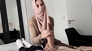 Arab Step Mom Boldly Helps Son with Broken Arms in Taboo Blowjob