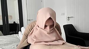 Arab Step Mom Boldly Helps Son with Broken Arms in Taboo Blowjob