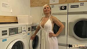 I can’t believe Kim, this MILF with big tits, took two guys for double penetration!