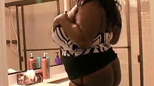 ebony bbw tries porn for the first time, showing off big tits and ass in casting call