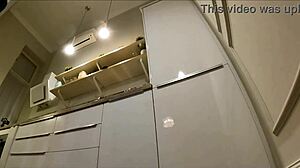 Hot girlfriend flashes pussy in kitchen