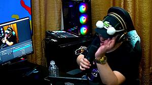 Emy tattooed brazilian flaunts big tits and ass in sheer outfit during dirty talk podcast.