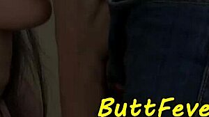 European babe in lingerie gets anal threesome