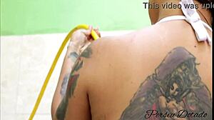 Neighbor's Backyard Bath Leads To Juicy Blowjob And Tight Pussy Banging