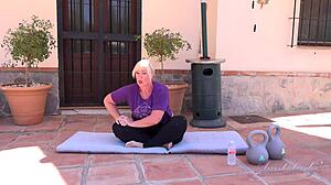 Melody's intense yoga session with busty bbw moves