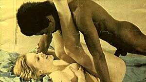 Vintage Interracial Scene with White Cocks Drilling Black Pussy in Hairy 3some