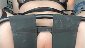 wet big clit fucking ass with toys dildo on bench