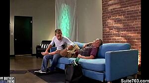 Awesome gay tattooed hunk gets massaged and fucked hard