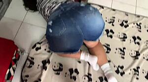 My stepsis searches for her phone, gets stuck, and her huge butt distracts me