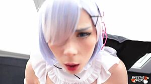 Sexy Maid Rem's First Hard Fuck with Subaru Ends in Cum in Mouth