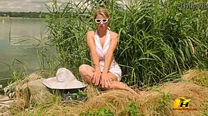 First sunny day, I couldn’t resist masturbating by the lake