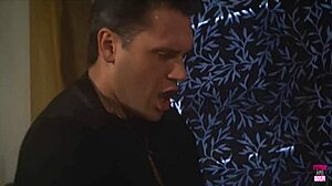 Brunette Maid Threesome Blast! Big Cock Boss and Friend Dominate Her Tight Pussy!