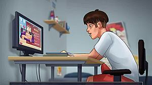 playing summertime saga, an anime game with various scenes