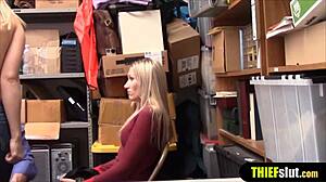 blonde shoplifter teen 18+ caught in front of her stepsis