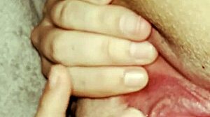 Chubby Amateur Stretches Shaved Pussy To Rub Clit And Masturbate