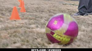 Soccer cuties in group suck older coach's big cock for interracial facial