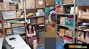 Skinny anastasia rose punished with doggy style blowjob by mall cop