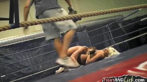 naked blonde eurobabes wrestle turning into hot lesbian licking and fingering