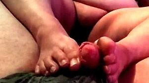 Step son watches step mom and helps to toilet