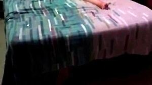 Step son watches step mom and helps to toilet