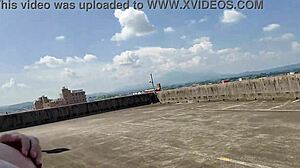 a desperate bride with big tits rubs herself openly in a parking lot.