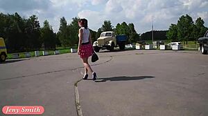 jeny smith flashes her ass and legs in public