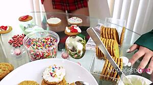 Christmas Family Sex Day with Blonde Milf in Wild 3some