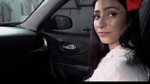 Stepdad engages in after class activities with stepdaughter jasmine vega in the classroom