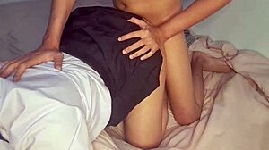 couple bends over for homemade DOGGYSTYLE, creampie follows