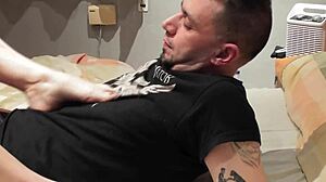 Wife masturbates with feet, reaches orgasm in solo fetish session.