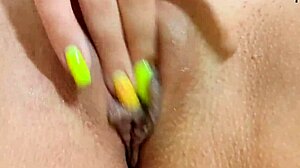 young petite girl masturbates tight pussy to orgasm close-up