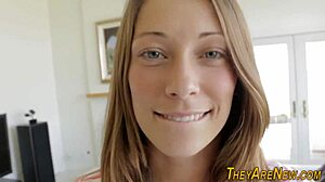 Horny amateur sucking in POV, contrasting first time with intense facial