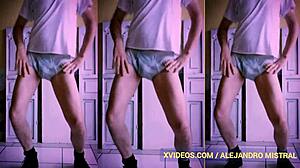 Mature Man In Lingerie Fetish Solo With Big Cock Alejandro Mistral