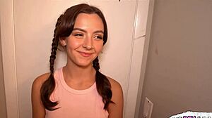 Stepdaughter caught spying on father in law in the shower, leading to doggystyle and facial