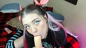 sexy solo blowjob with dildo and vibrator 😏
