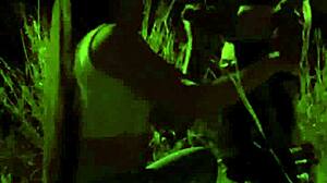 blowjob and mutual masturbation in the field with people watching