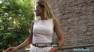 Public Agent Cherry Kiss takes an anal creampie outdoors. What a daring spot!