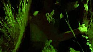 blowjob and mutual masturbation in the field with people watching