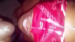 ebony babe gives quick blowjob for cash in closet