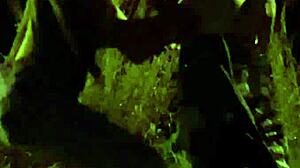 blowjob and mutual masturbation in the field with people watching